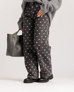 Jeans wide leg a pois - 9095