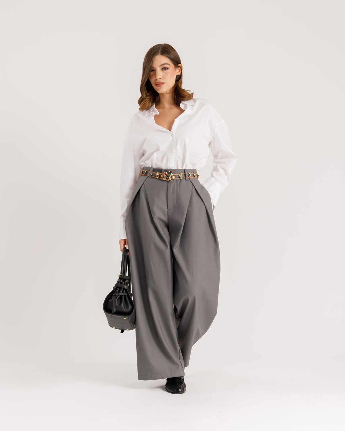 Pantaloni ampi con pinces - CHY9078