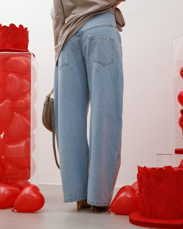 Jeans con bustino alto BLU CHIARO - P12683