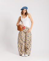 Jeans baggy flower beige - P12618