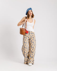 Jeans baggy flower beige - P12618