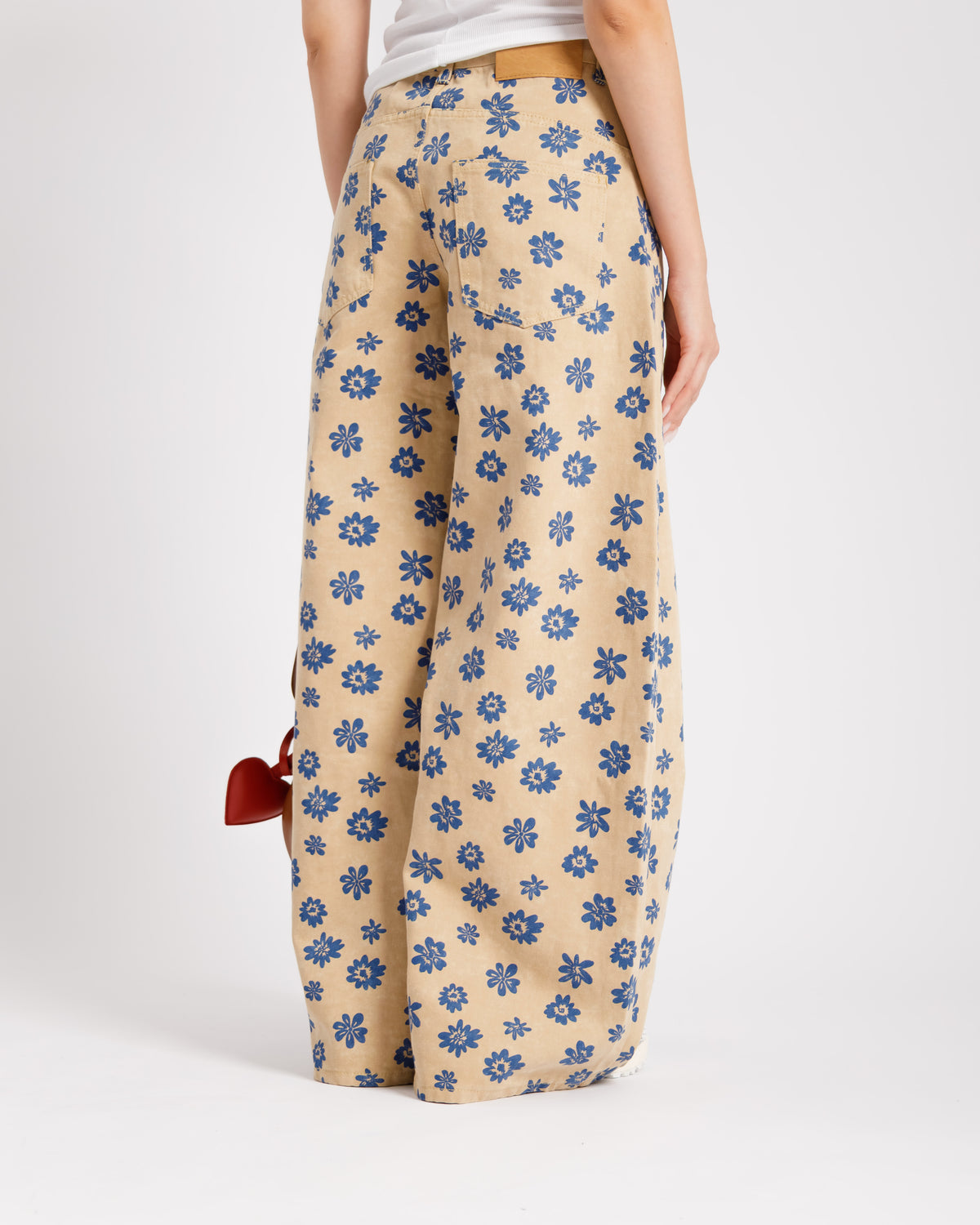 Jeans baggy flower beige - P12618