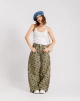 Jeans baggy flower verde - P12618