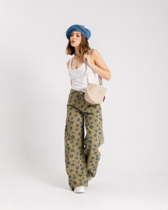 Jeans baggy flower verde - P12618