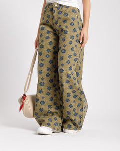 Jeans baggy flower verde - P12618
