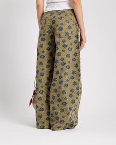 Jeans baggy flower verde - P12618