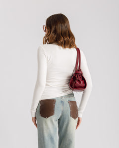 Jeans straight con tasche in finta pelle - V5133