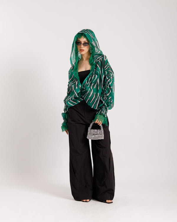 Giacca in seta con zip - V15183