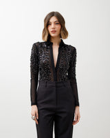 Body in tulle NERO con applicazioni - H240