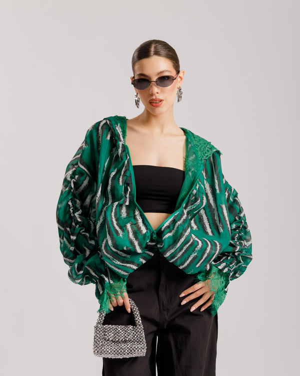 Giacca in seta con zip - V15183