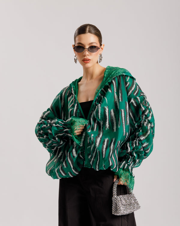 Giacca in seta con zip - V15183