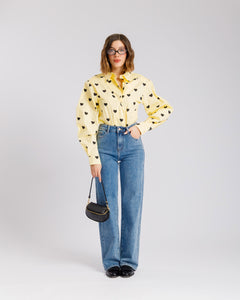 Jeans flare blu medio - D5407