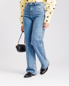 Jeans flare blu medio - D5407