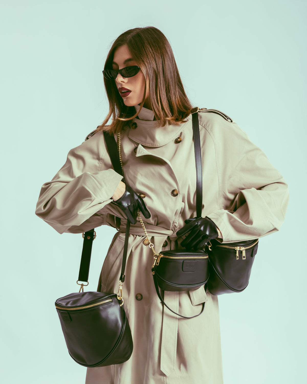 Baby ISABELLA con tracolla in pelle NERA - LOVING BAGS