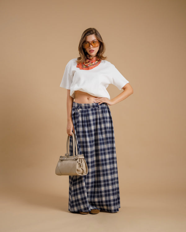 Gonna lunga tartan BLU - A5106