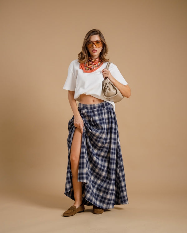 Gonna lunga tartan BLU - A5106