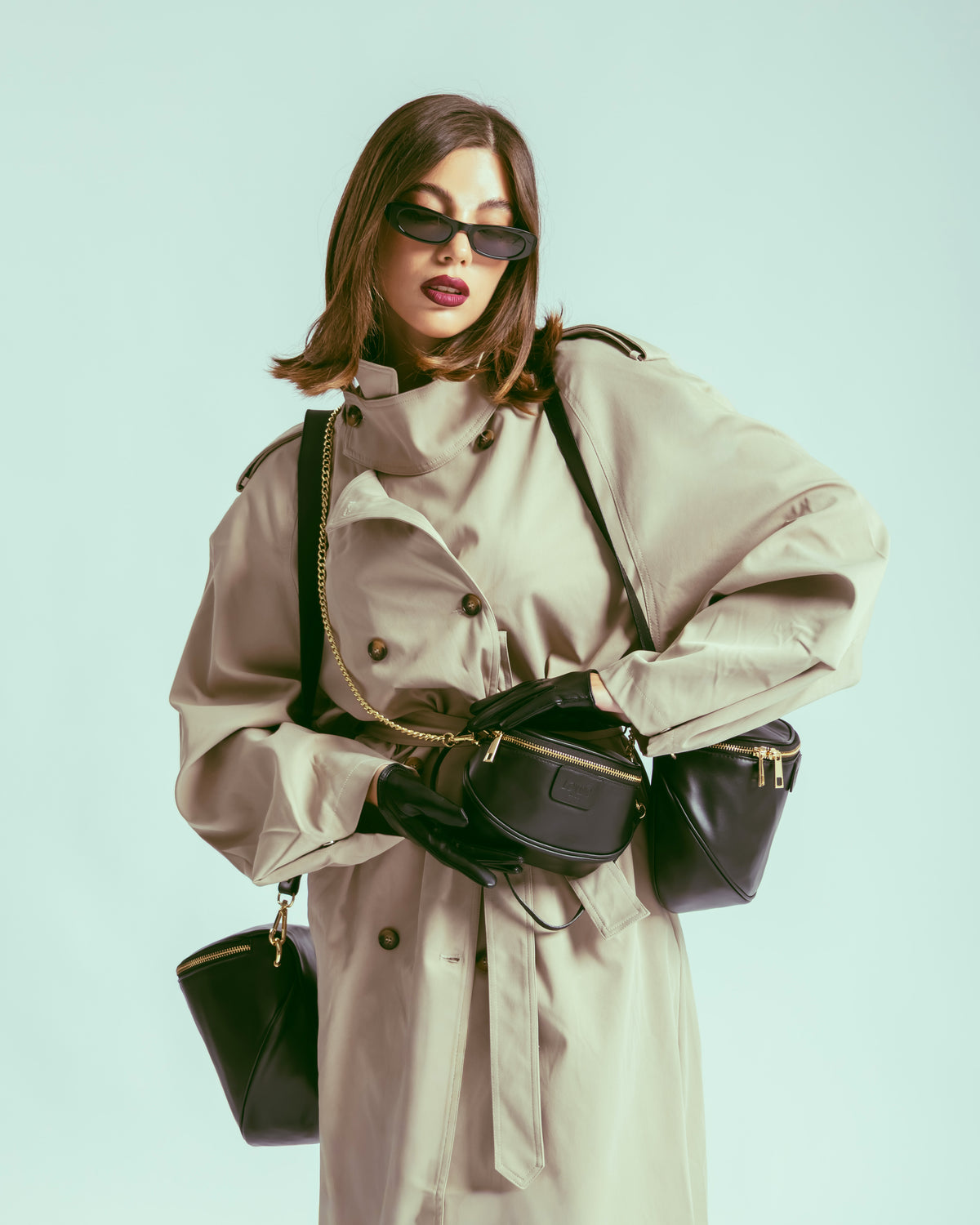 Baby ISABELLA con tracolla in pelle NERA - LOVING BAGS