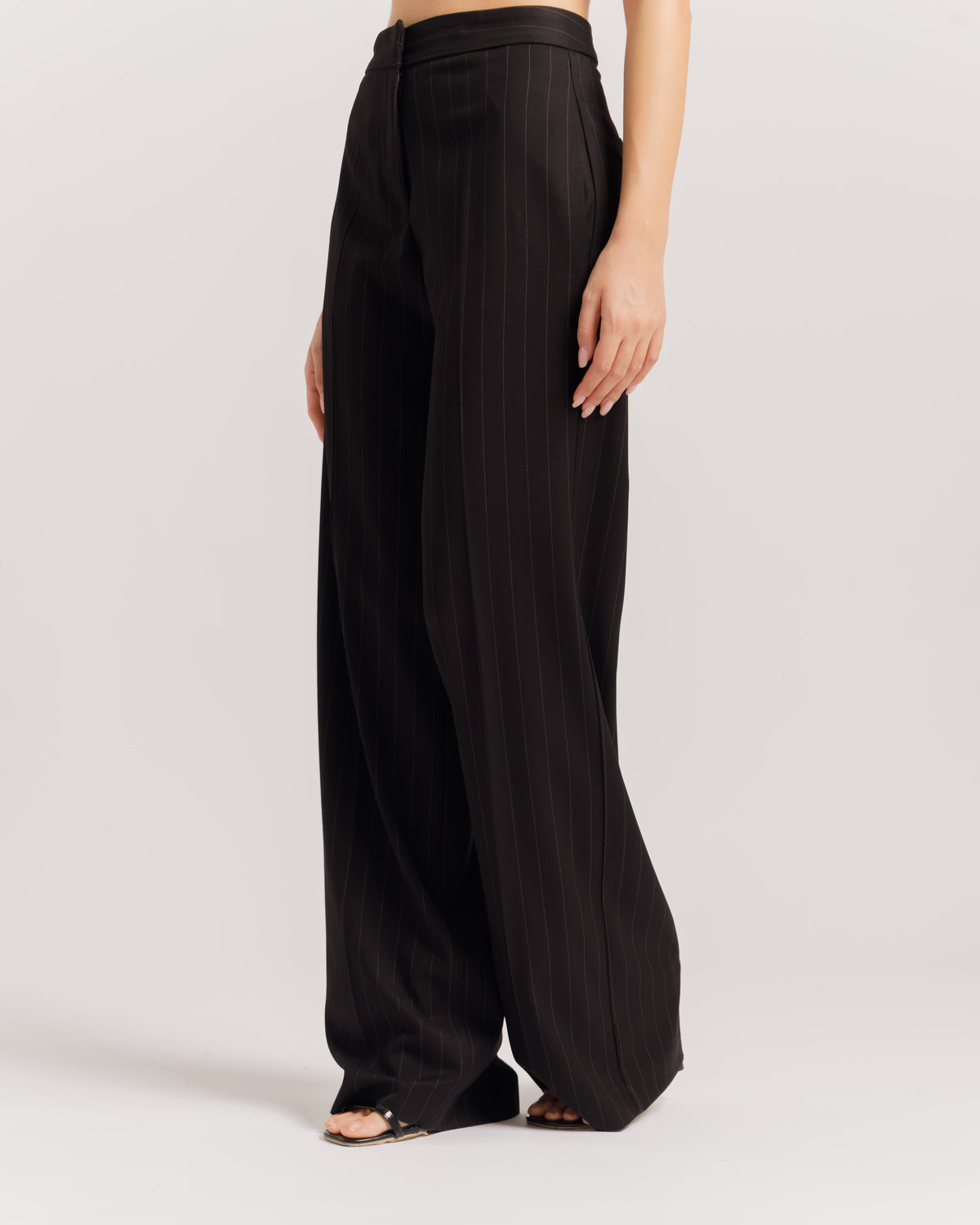 Pantaloni sartoriali palazzo gessato NERO - 0015