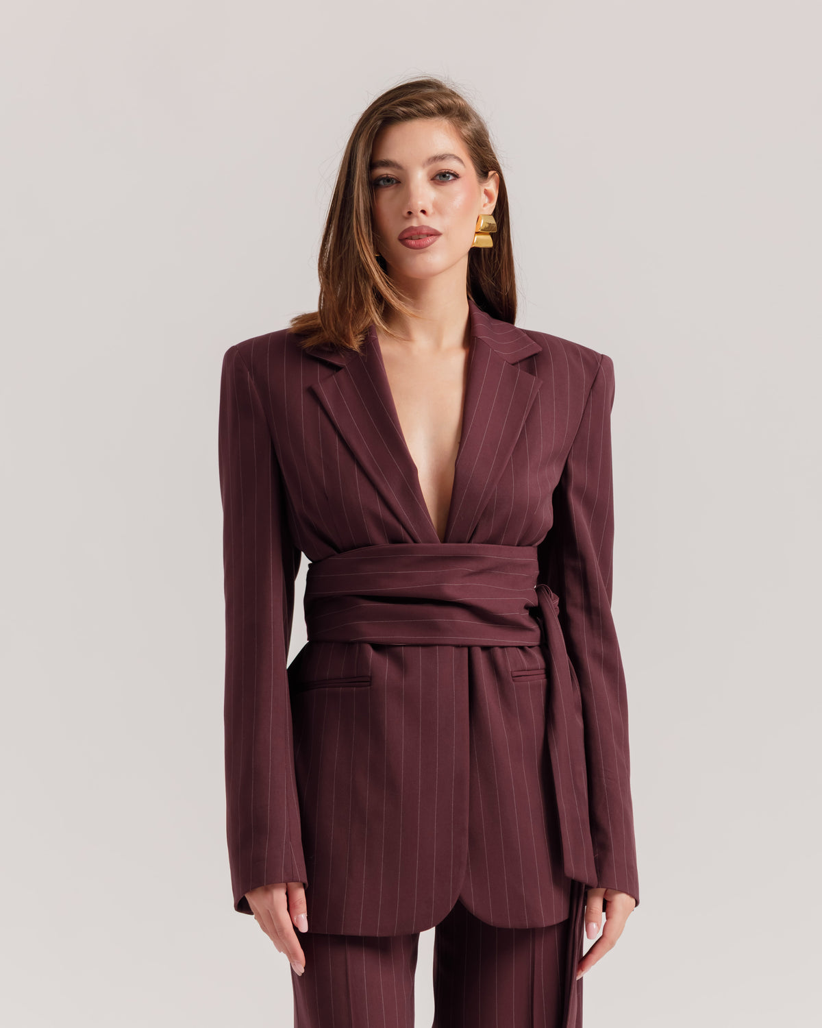Blazer sartoriale gessato BORDEAUX - 0016