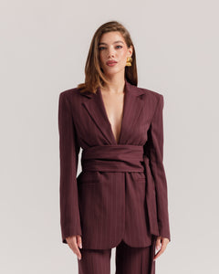 Blazer sartoriale gessato BORDEAUX - 0016