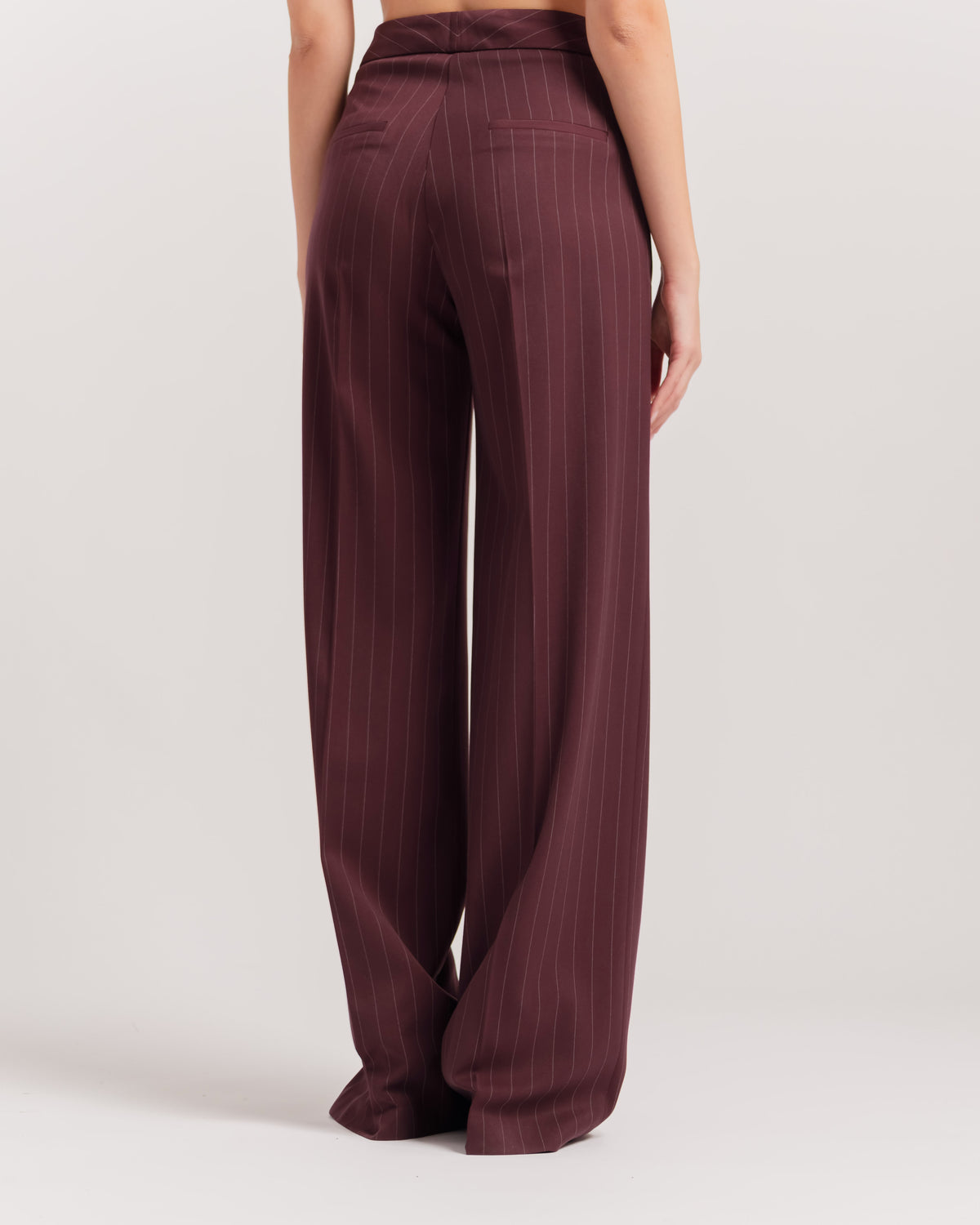 Pantaloni sartoriali palazzo gessato BORDEAUX - 0015