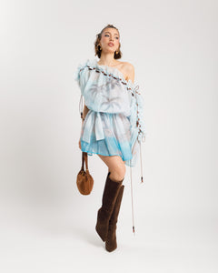 Abito in lino e cotone scollo bardot  - 10663