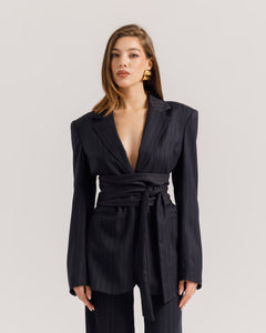 Blazer sartoriale gessato Blu - 0016