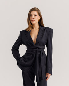 Blazer sartoriale gessato Blu - 0016