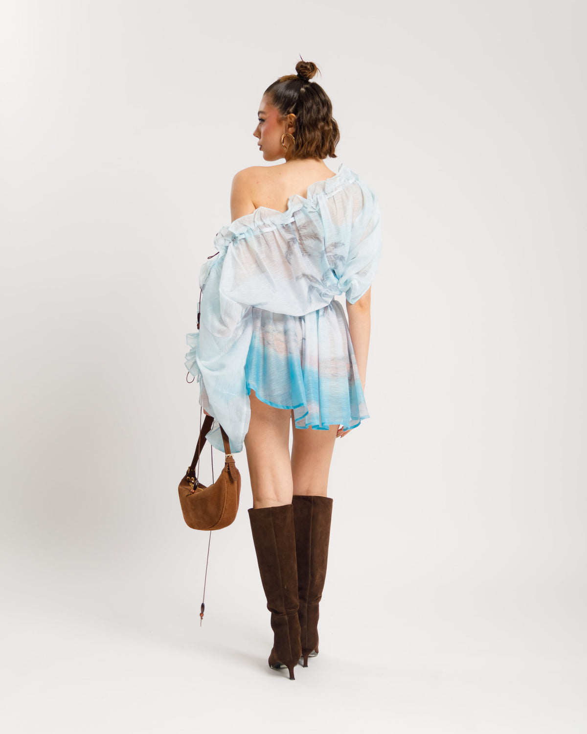 Abito in lino e cotone scollo bardot  - 10663
