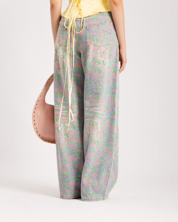 Jeans baggy flower - P13775