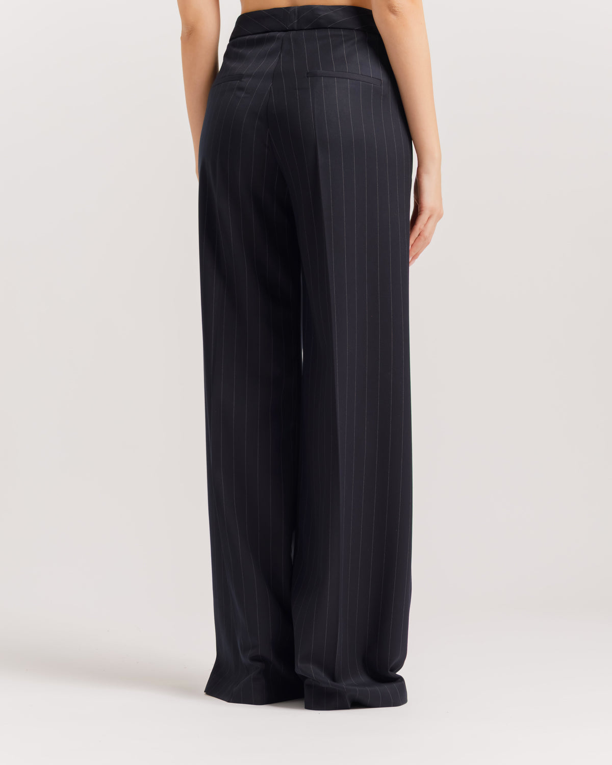 Pantaloni sartoriali palazzo gessato BLU - 0015