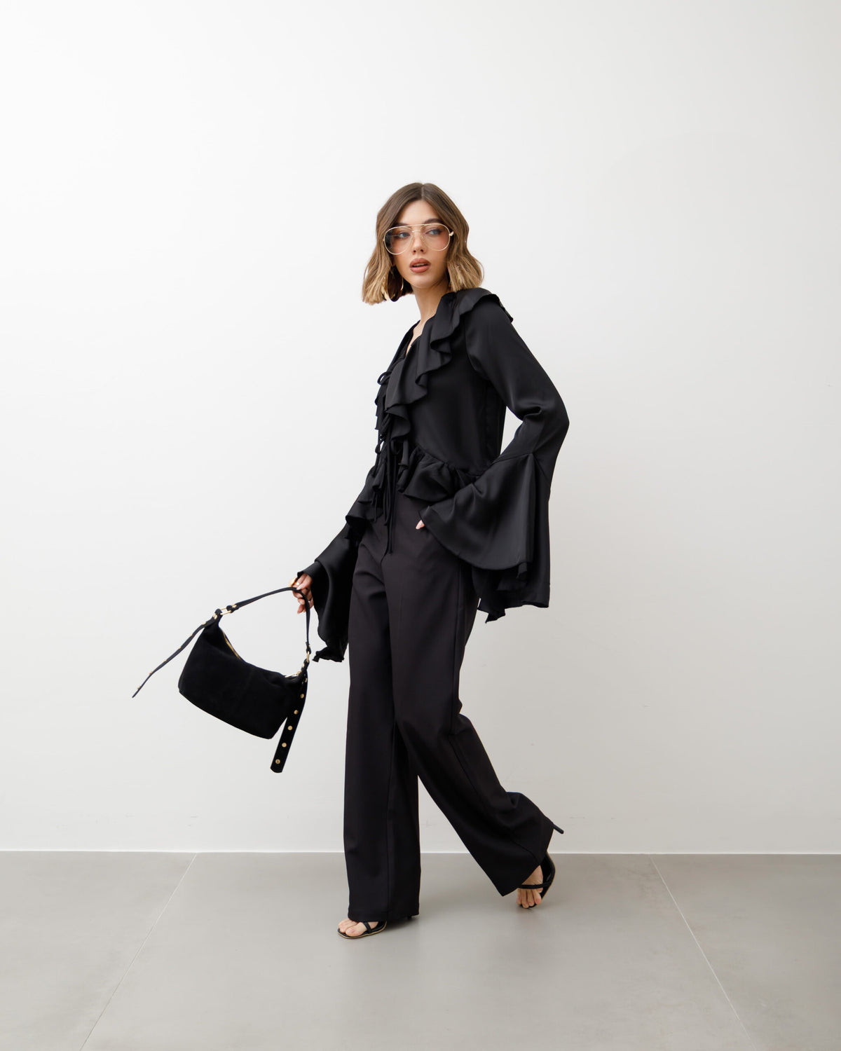 Pantaloni classy NERO - M756 slc