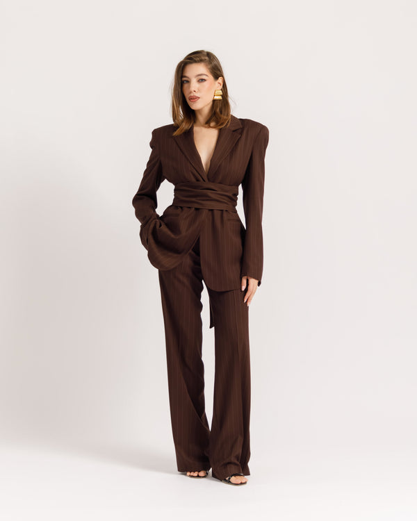 Blazer sartoriale gessato MORO - 0016