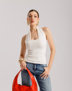 Top in cotone scollo halter - H15125