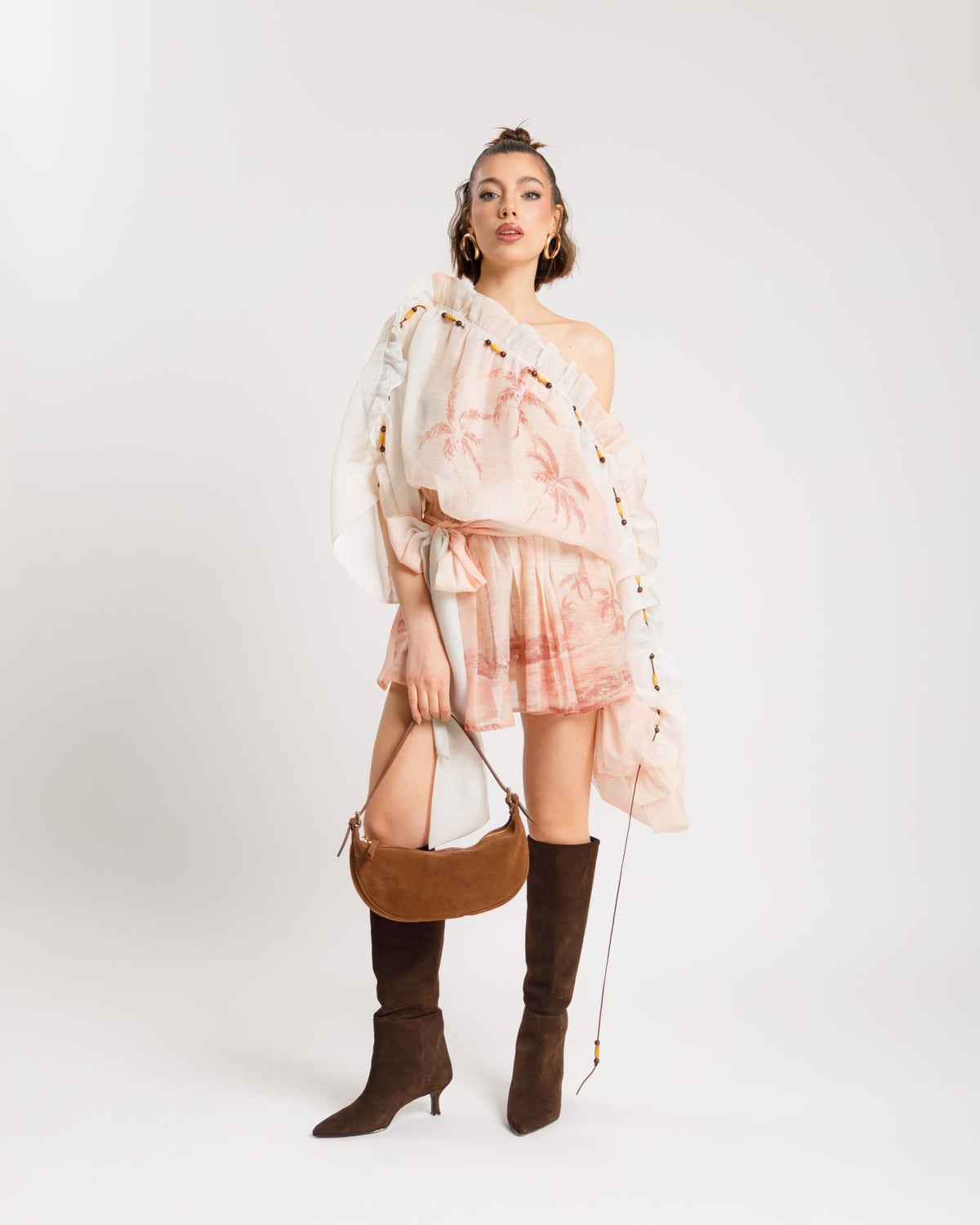 Abito in lino e cotone scollo bardot  - 10663