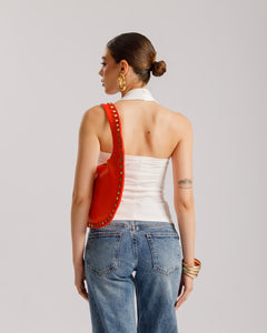 Top in cotone scollo halter - H15125