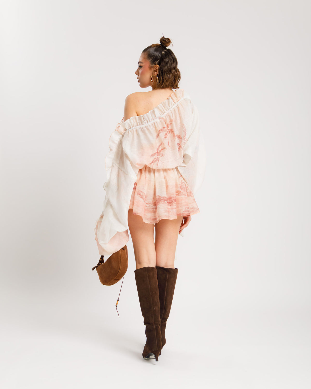 Abito in lino e cotone scollo bardot  - 10663