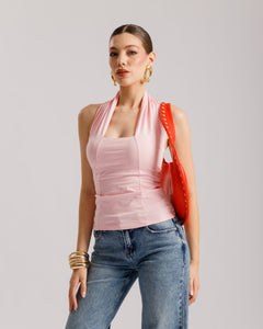 Top in cotone scollo halter - H15125