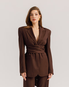 Blazer sartoriale gessato MORO - 0016