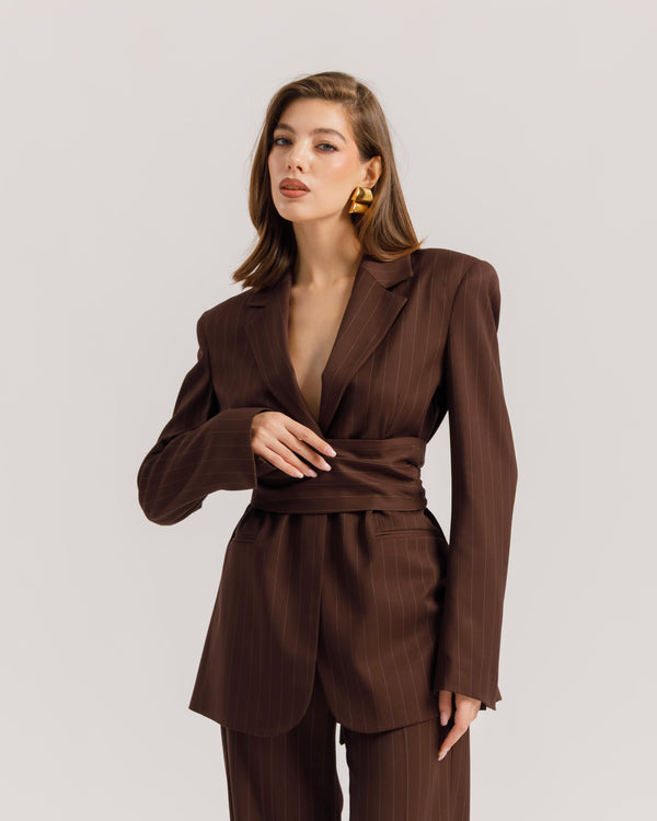 Blazer sartoriale gessato MORO - 0016