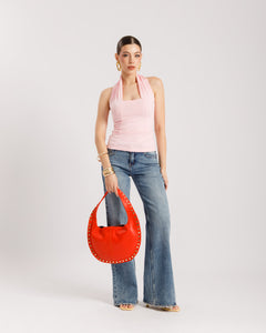 Top in cotone scollo halter - H15125