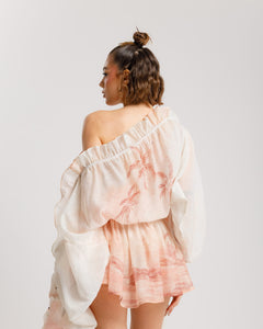 Abito in lino e cotone scollo bardot  - 10663