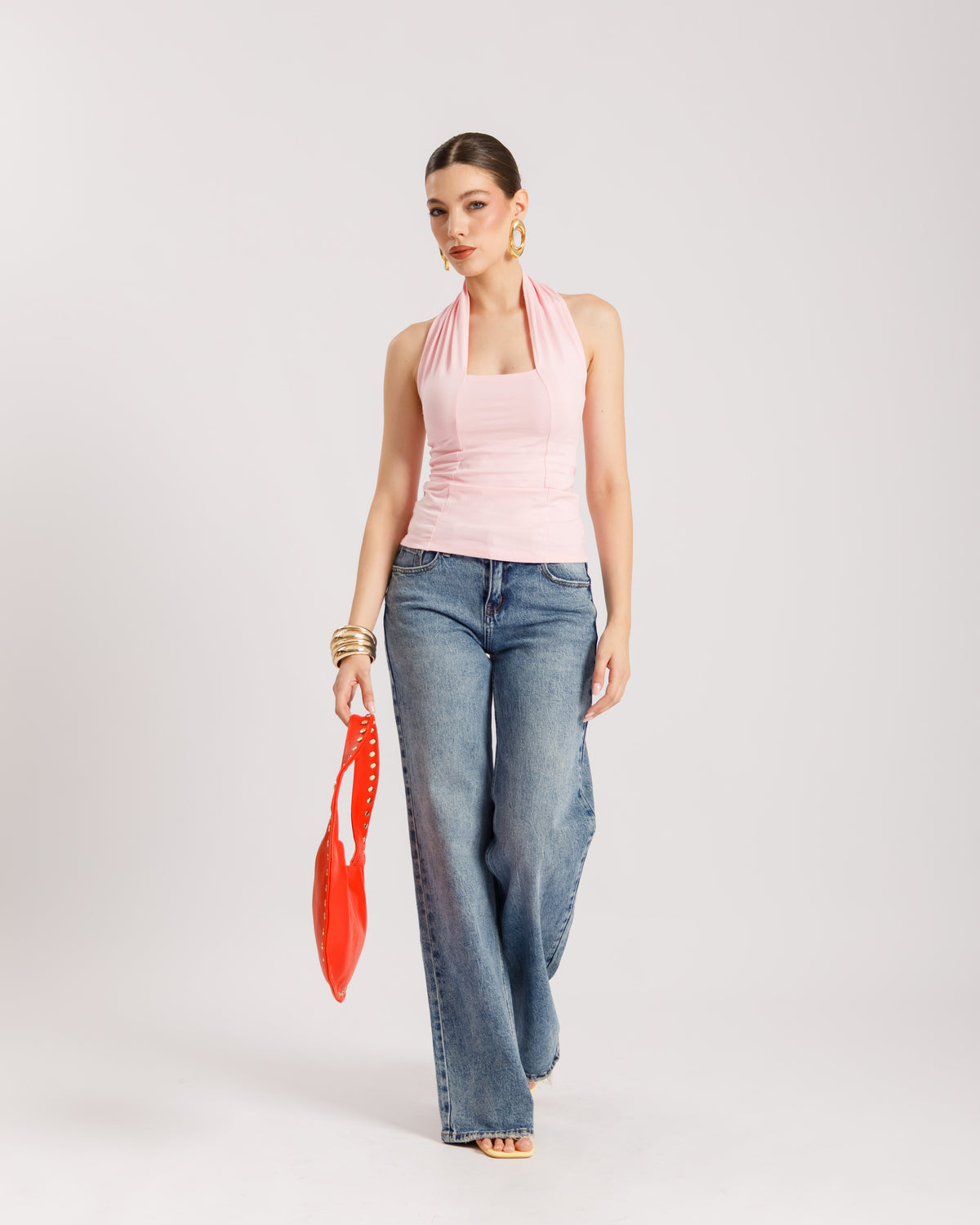 Top in cotone scollo halter - H15125