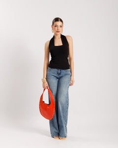 Top in cotone scollo halter - H15125