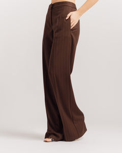 Pantaloni sartoriali palazzo gessato MORO - 0015