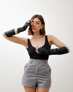 Guanti in finta pelle senza dita - 931477
