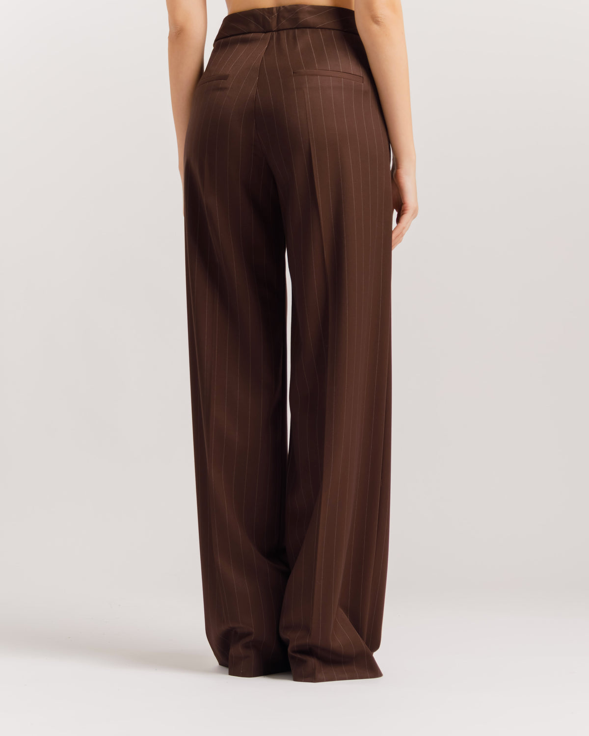 Pantaloni sartoriali palazzo gessato MORO - 0015