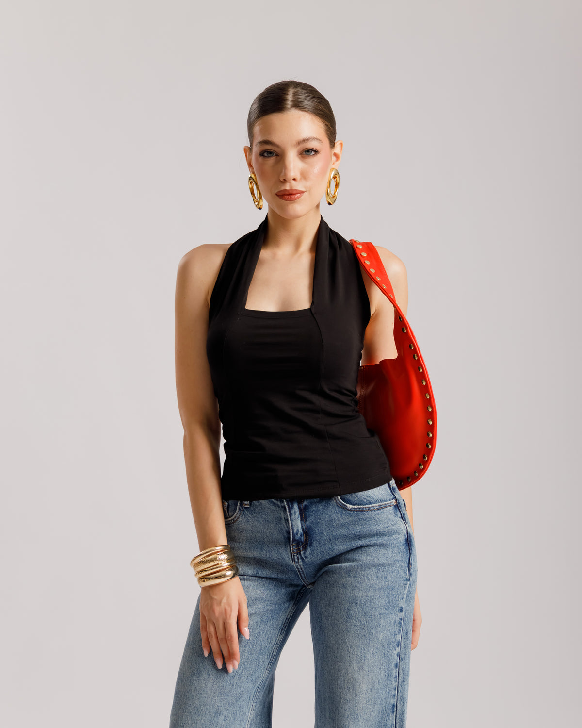 Top in cotone scollo halter - H15125