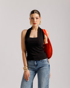 Top in cotone scollo halter - H15125