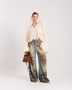 Jeans baggy effetto sporco -  P13903
